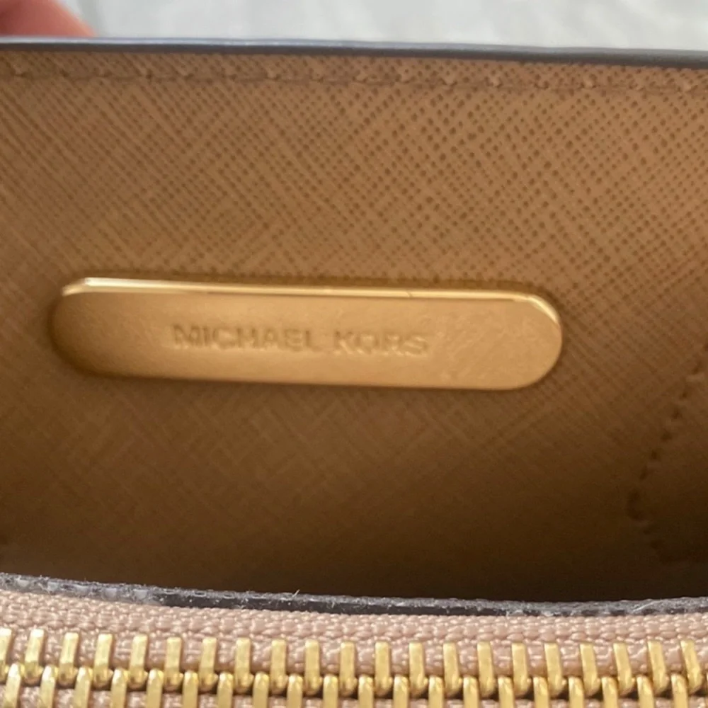 Michael Kors Beige/Gold Python Embossed Leather Small Mercer Tote EUC